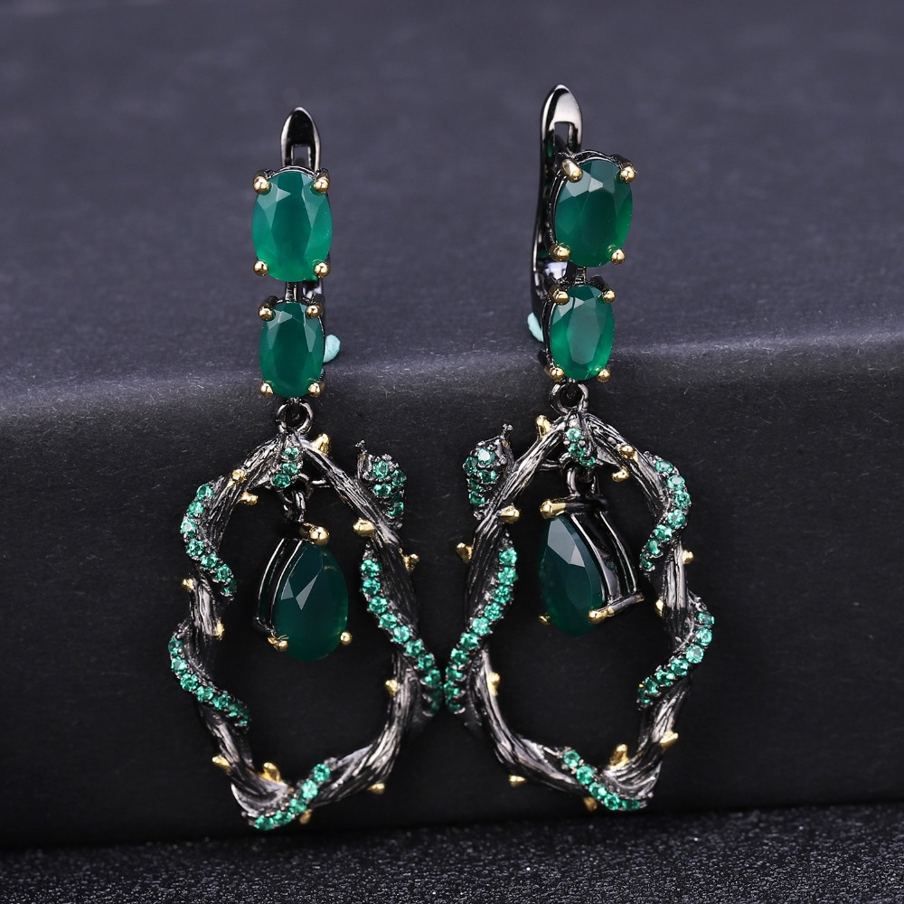 Anting Batu Akik Hijau Alami B - Snake Plant ulasan dan harga