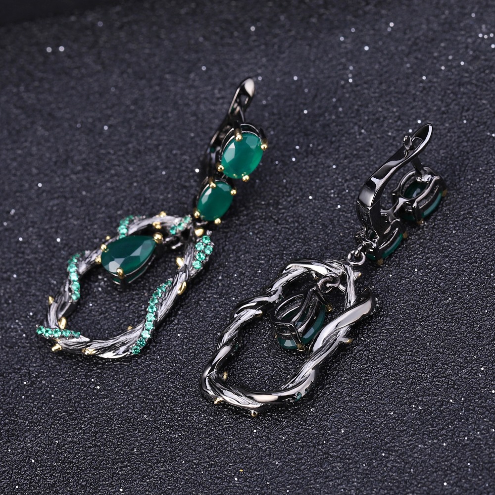 Anting Batu Akik Hijau Alami B - Snake Plant ulasan dan harga