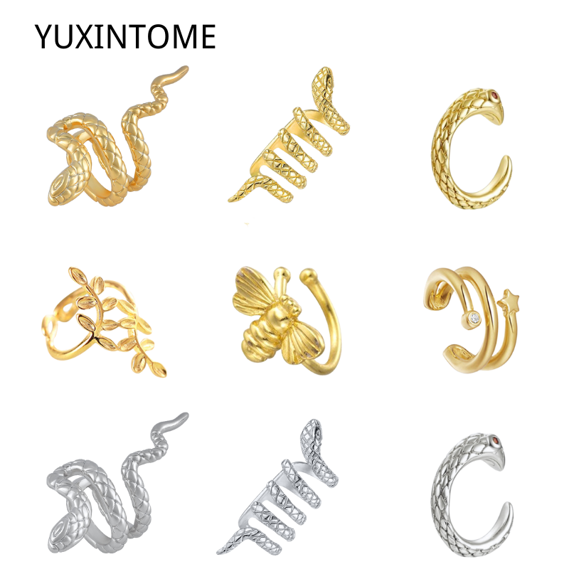 1 Buah Anting Klip Perak 24K B - Snake Plant ulasan dan harga